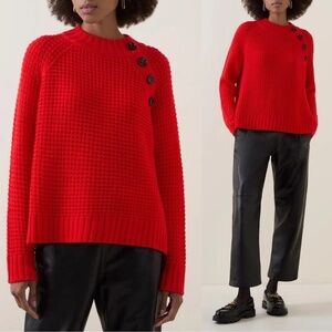 Weekend Max Mara 100% Wool Waffle Knit Crewneck Sweater Red Size Medium